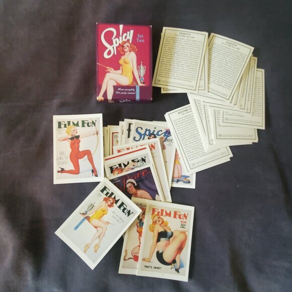 1993 SPICY Set Two NAUGHTY '30S Pulp Cover Trading Cards - Picture 3 of 5